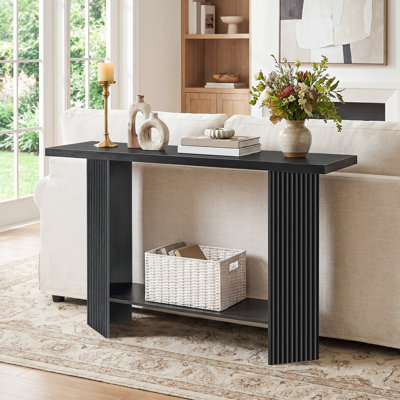 47" Fluted Console Table Hallway Foyer Table with Storage