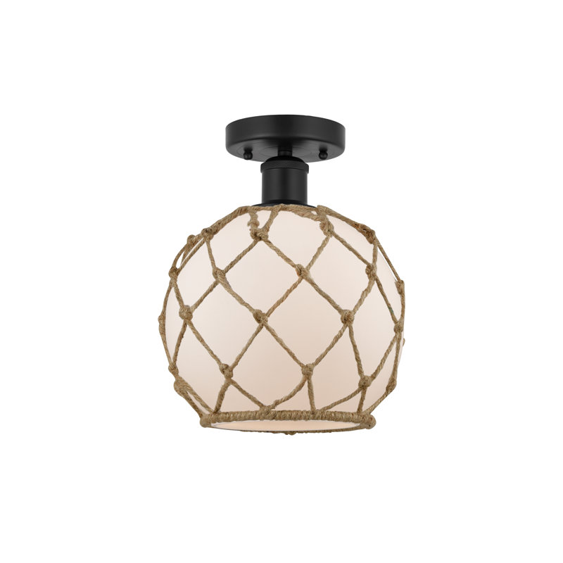 Plafonnier semi-encastré en verre Larocque, Noir mat, Blanc / Brun