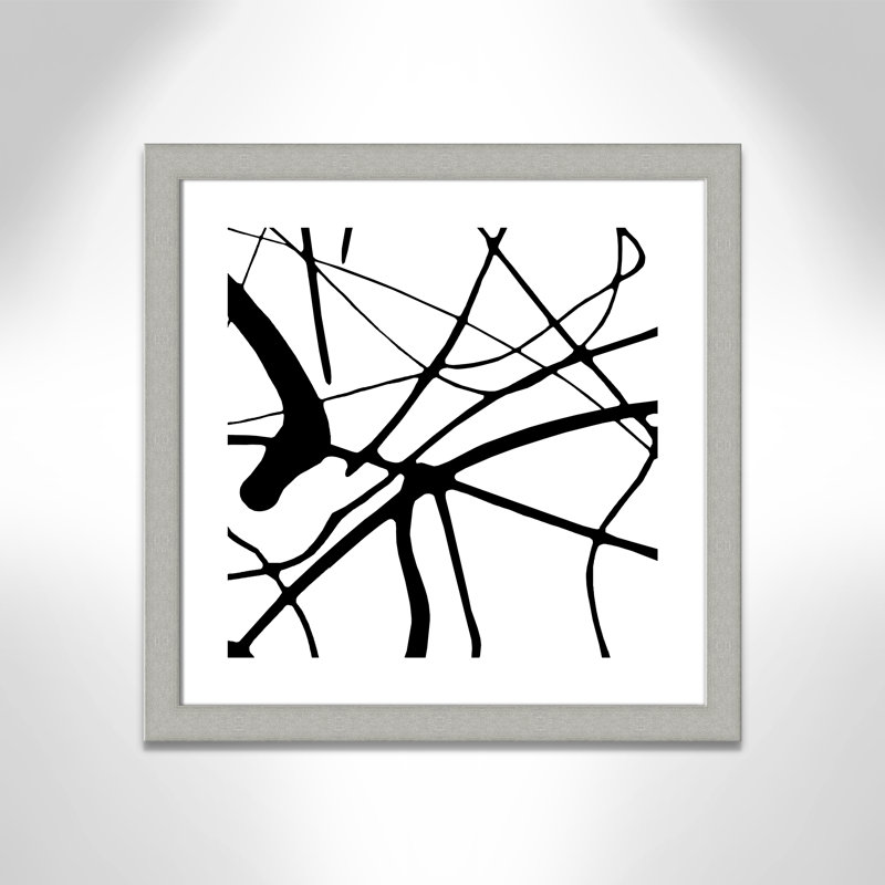 Intersection I - peinture encadrée, H 25 po x l 25 po x P 1,25 po, Encadrement argent brossé