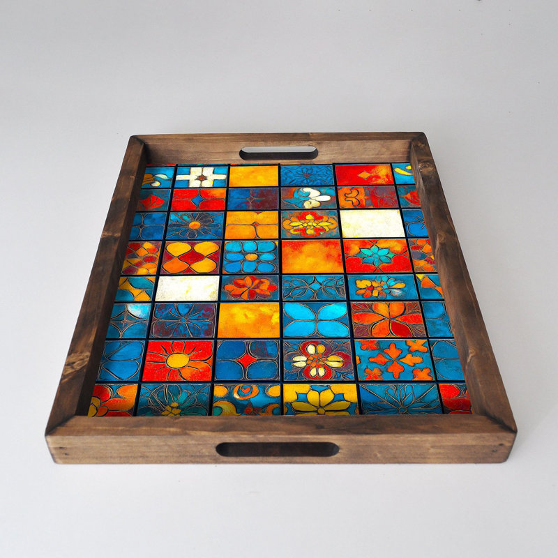 Elegant Solid Wood Tray, 18.9 x 15.0 x 1.6 inches | UV Printed on 0.2-inch Thick MDF | Perfect for Serving, Organizing, and Home Décor | Durable and Stylish Design for Any Occasion