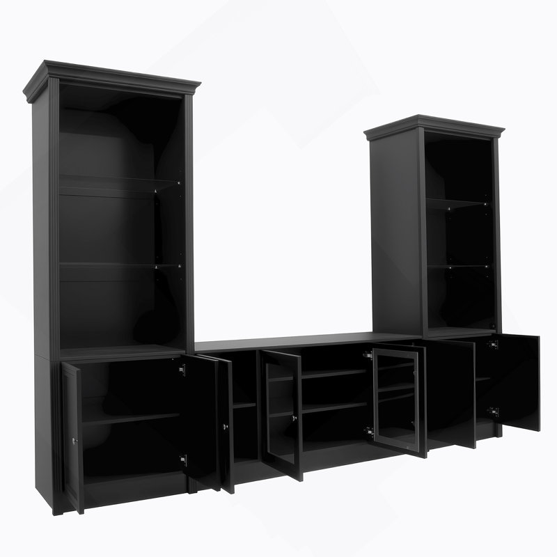 Wall Unit Entertainment Center With Bookshelves For Tvs Up To 80", Modern TV Stand Media Console With Adjustable Shelves For Living Room