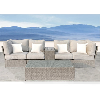 4-Seat Outdoor Wicker Conversation Set With Cushions – Fully Assembled