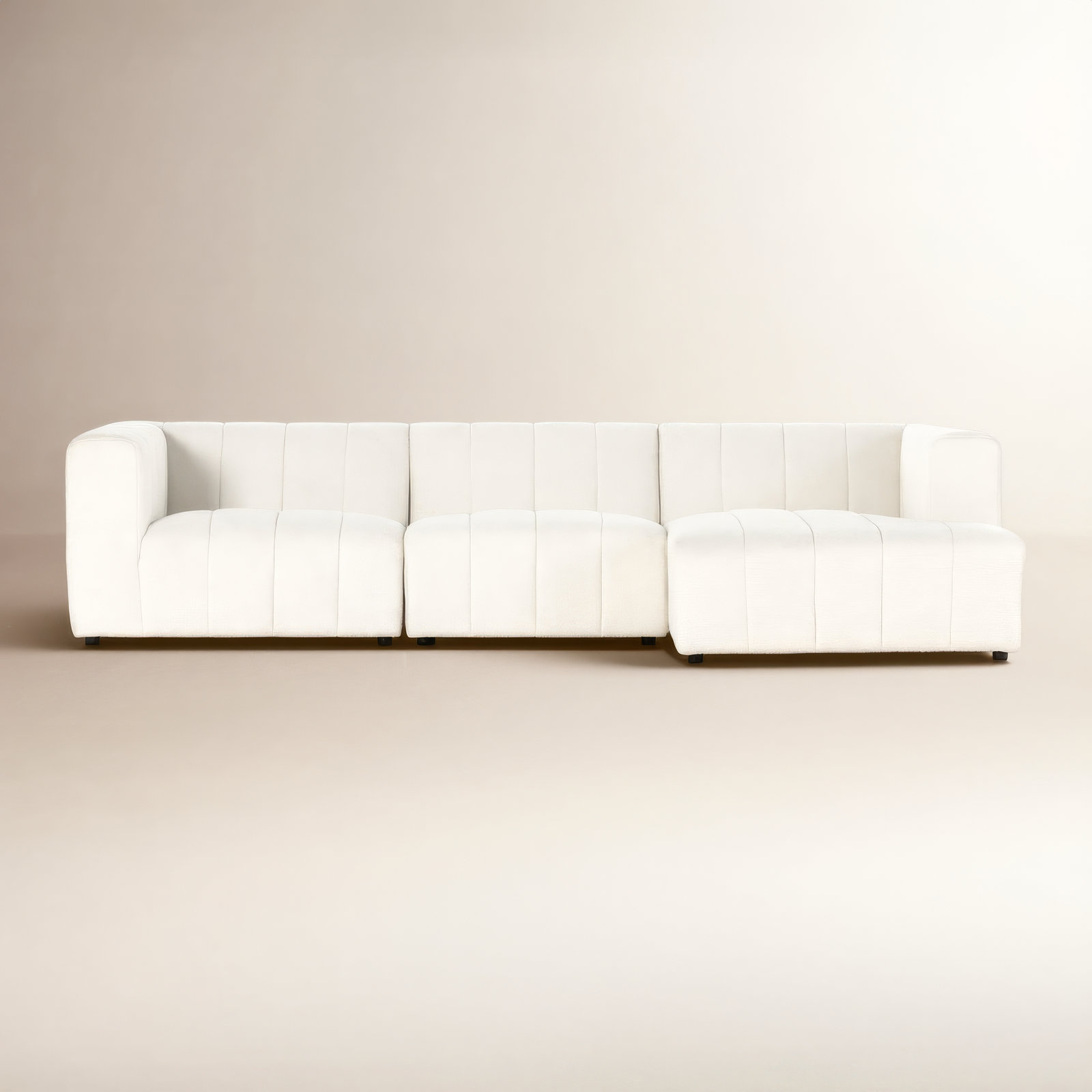 Bowry Modular Upholstered Chaise L-Sectional, Right Hand Facing, Fayette Cloud Polyester, Graphite