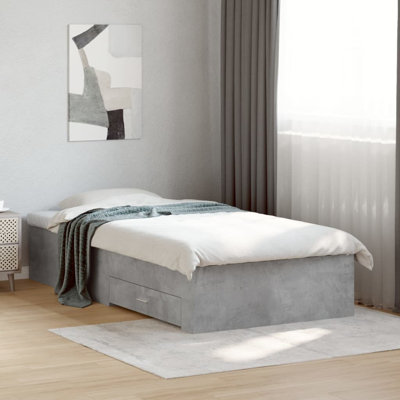 Vidaxl Bed Frame With Drawers Concrete Grey Engineered Wood