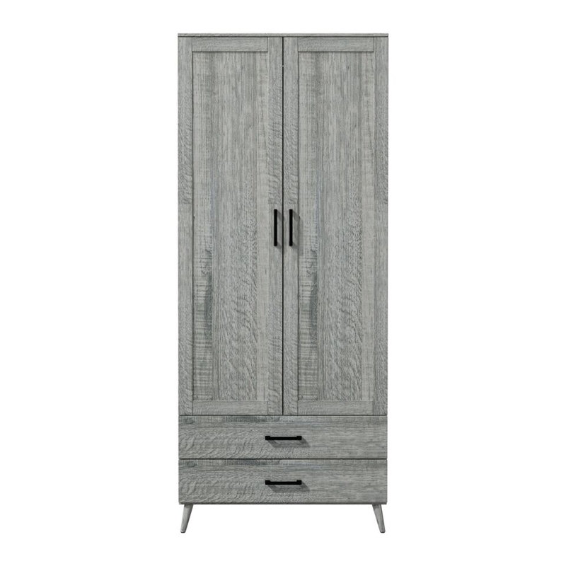 Bosse Solid Wood Wardrobe, Ash Grey