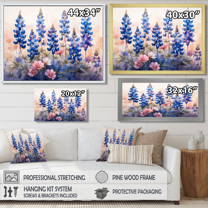 «Blue Bonn Wildflower Blue Bonnets Dreams III - Blue Bonnets», reproduction d'art, H 12 po x l 20 po, Toile tendue