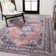 Heimir Bohemian Distressed Chenille Machine-Washable Dark Pink/Black/White Rug