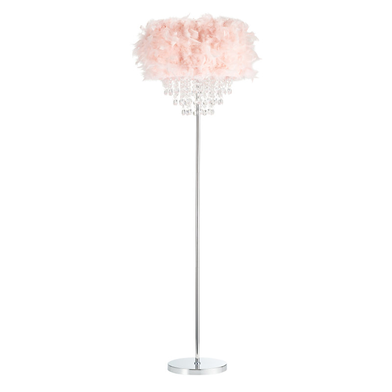 Grebasch Modern Chandelier Style Feather Table Lamp with Waterfall Acrylic Droplets