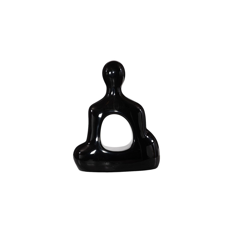 Seated Buddha Sculpture, Gel Coat Black