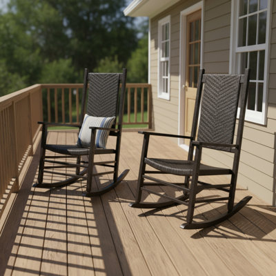 Chaise berçante Aleatha avec dossier résistant aux intempéries (ensemble de 2)