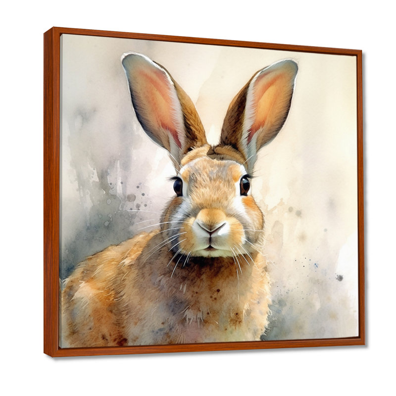 Sweet Rabbit II - Rabbit Wall Art, 16" H x 16" W, Brown Floater Framed