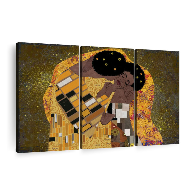 Black Couple Kiss 3 pièces, H 48 po x l 74 po x P 1,25 po