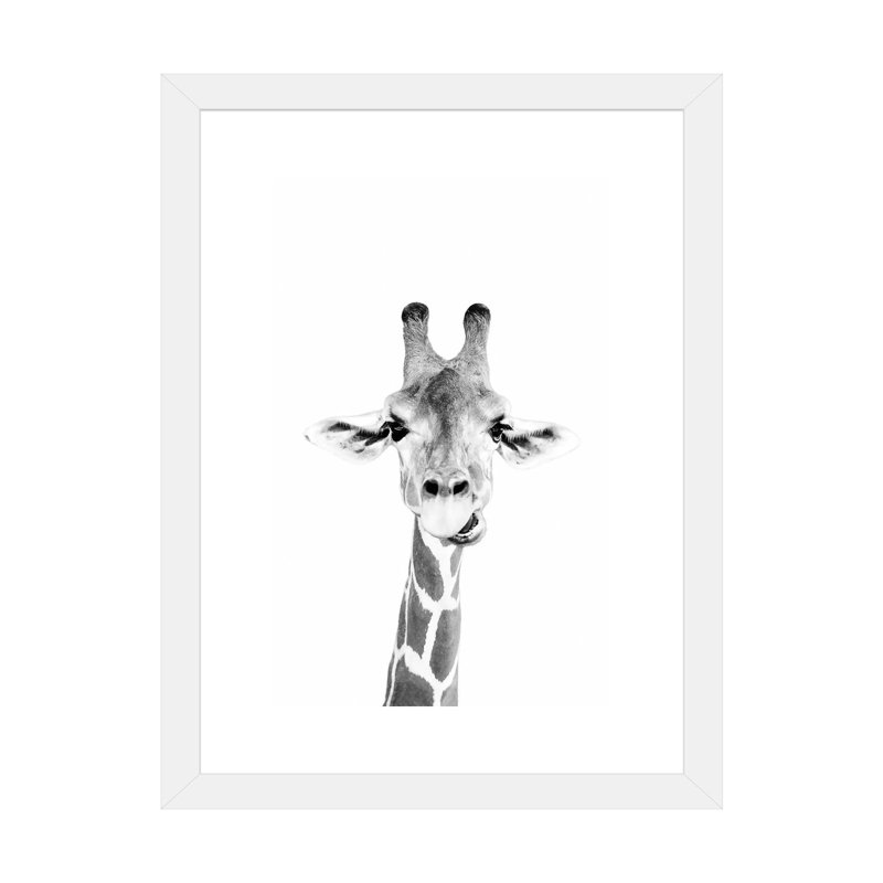«Happy Giraffe» par Sissi & Seb - reproduction de photo, Papier encadré blanc, H 24 po x l 16 po x P 1 po, Blanc