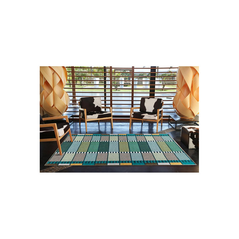 Tapis décoratif rectangulaire bleu clair lavable à la machine, Rectangle 5 pi 1 po x 7 pi 7 po