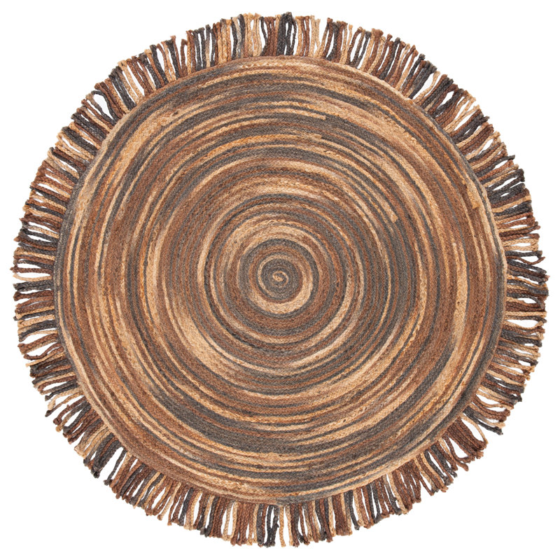 Tapis en jute fait à la main Grendel, Rond 4 pi
