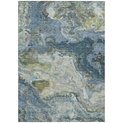 Machine Washable Indoor/Outdoor Chantille ACN2797 Abstract Rug