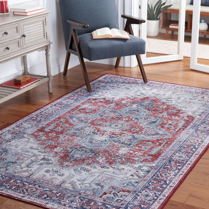 Tapis rouge / bleu marine Tucson 101 M / W S / R, Rectangle 6 pi x 9 pi
