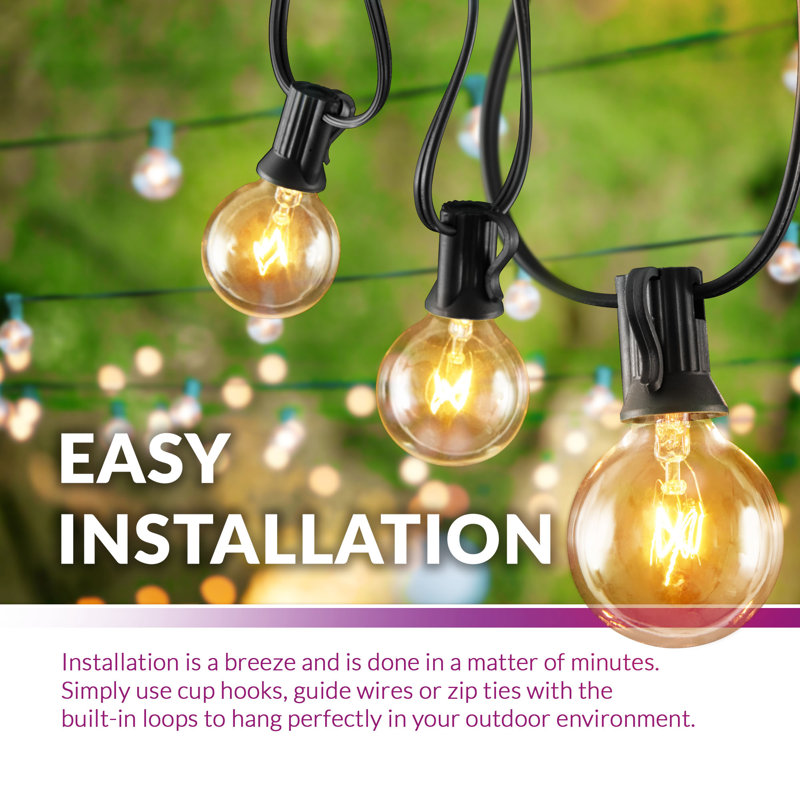 Burroughs 25' Outdoor Plug-in 25 - Bulb Globe String Light, Black