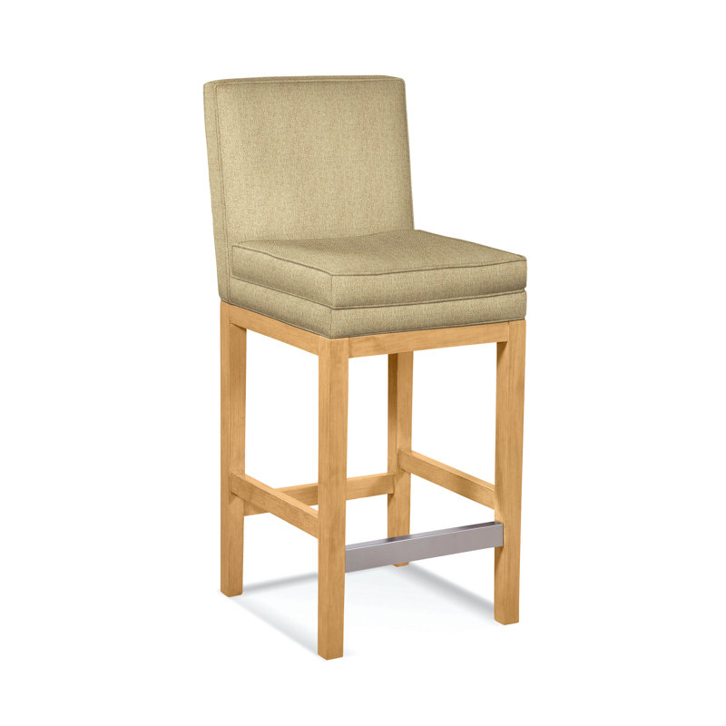 Upholstered Stool, Beige Sugar Performance; 0863-93, Nickel Finish