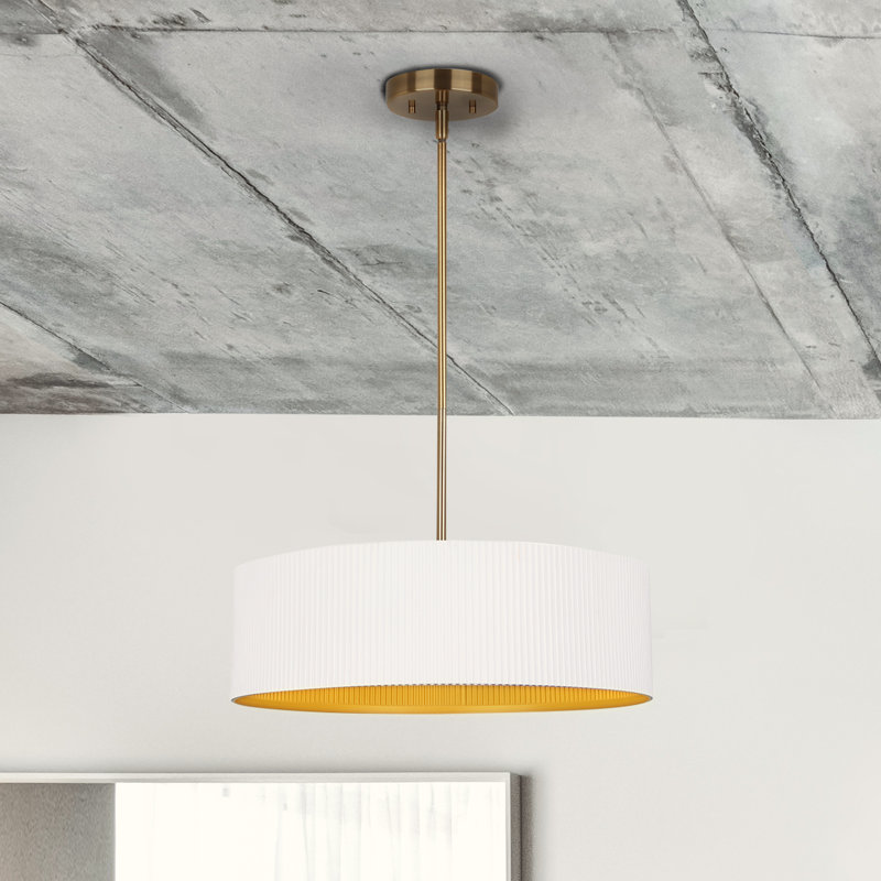 Anistyn 3 - Light Drum Contemporary Chandelier, Matte White, 13.75" H x 17" W x 17" D