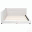 Lit de jour rembourré Vesna, lit plateforme tapissier avec ports USB, lin et bois-187095034-186967128