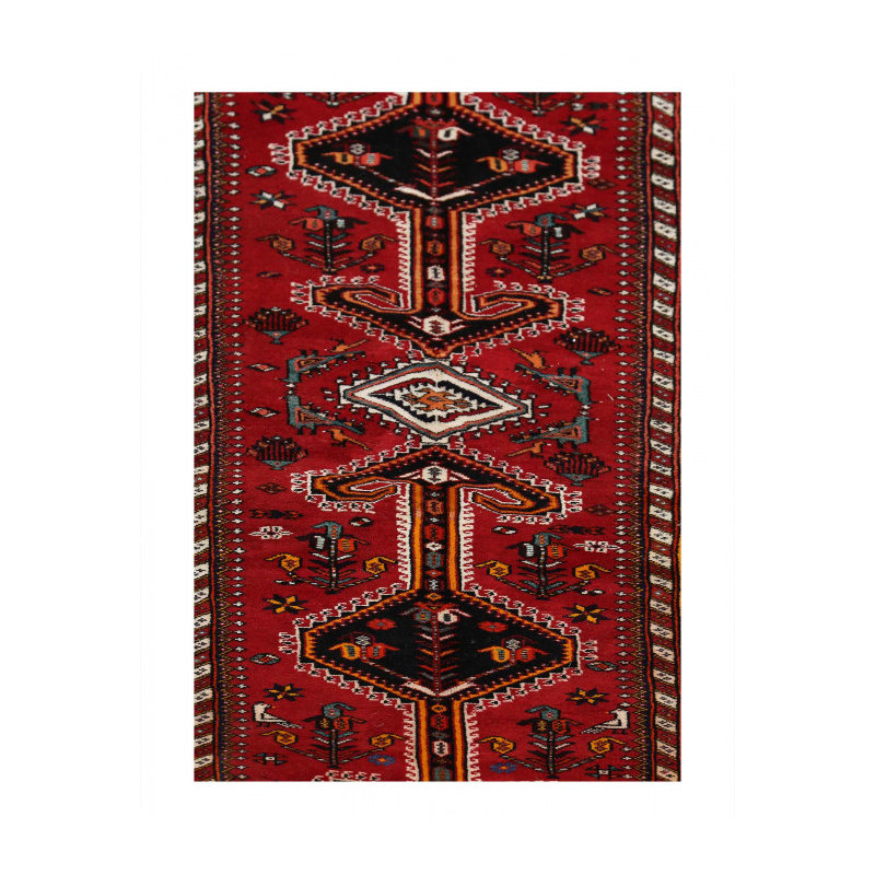 Fine Hand knotted Persian shiraz runner 3'6"x14'4''