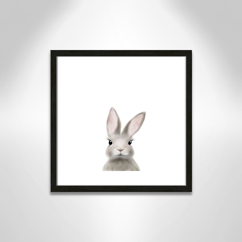 Art encadré en lapins forestières, H 17 po x l 17 po x P 1,19 po, Cadre boîte à grain de bois noir