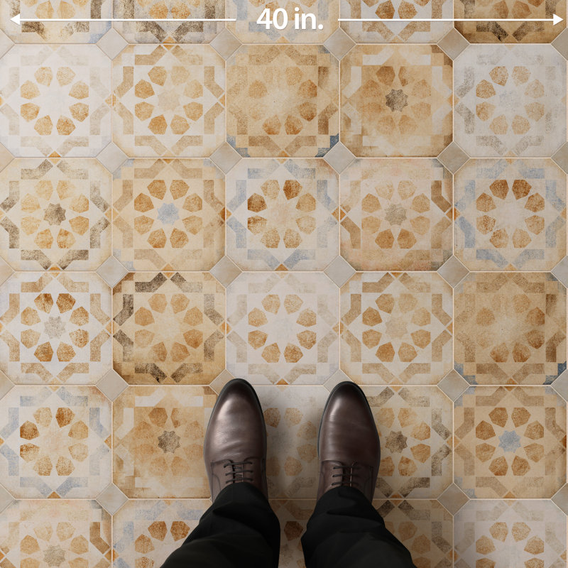 Laverton Octagon W/Taco 7-7/8 In. X 7-7/8 In. Porcelain Floor And Wall Tile, Beige