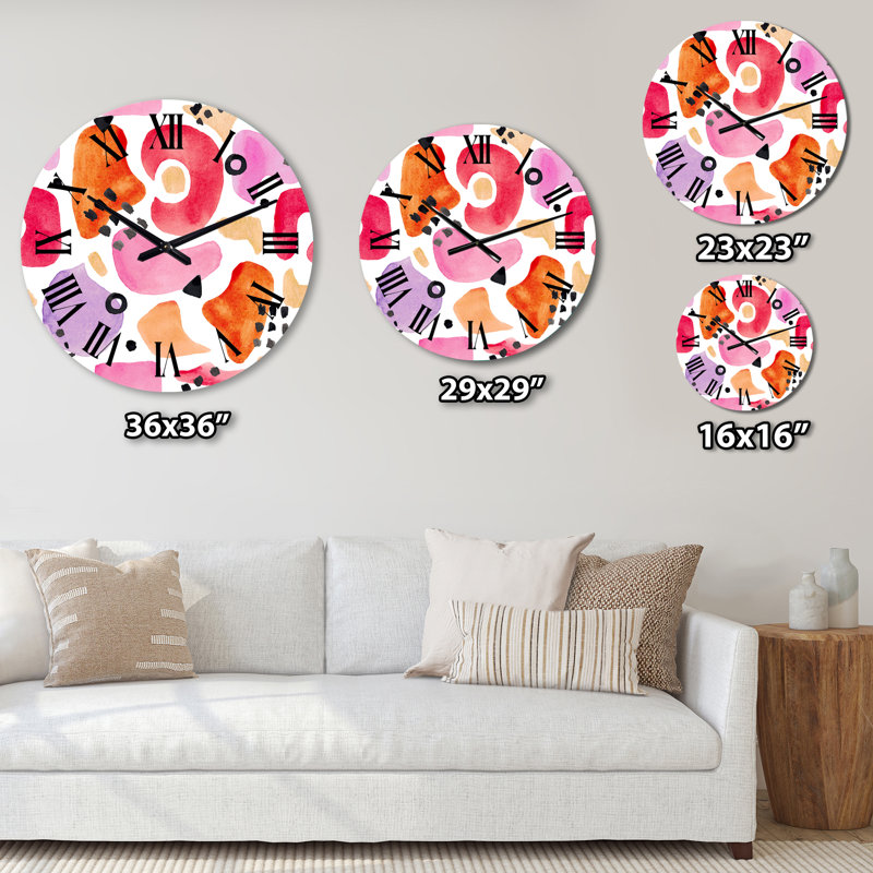 Horloge murale moderne organique en rouge et mauve I, Petit
