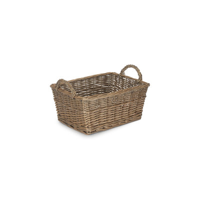 Wicker Unlined Storage Basket with Handles