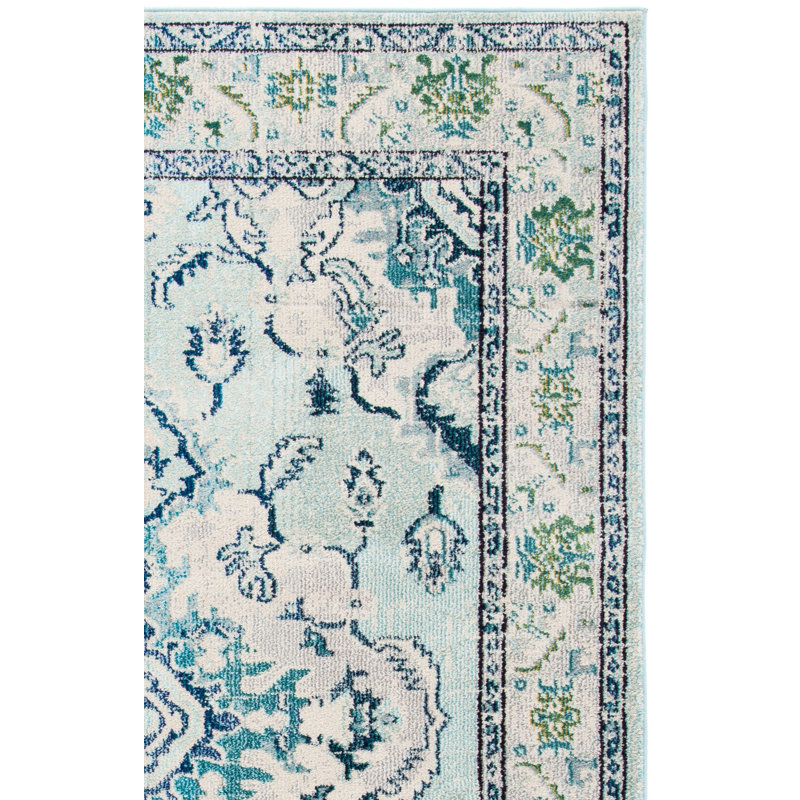 Blakesburg Performance Oriental Rug, Rectangle 6' x 8', Light Blue/Ivory