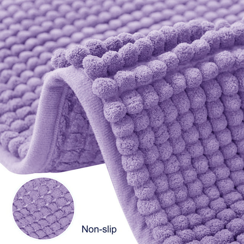 Ultra-Soft Chenille Bath Mat & Door Mat - Absorbent, Quick-Dry, Anti-Skid and Machine-Washable Floor, 50 cm x 80 cm, Lilac