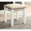 Meuble-lavabo transitionnel blanc 1pc avec tabouret, bois massif avec 3 tiroirs de rangement et miroir central de 5 mm pour la chambre à coucher