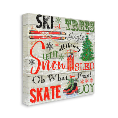 «Joys of Winter», signe de vacances de Noël rustiques par Andrea Tachiera - impression d'art graphique