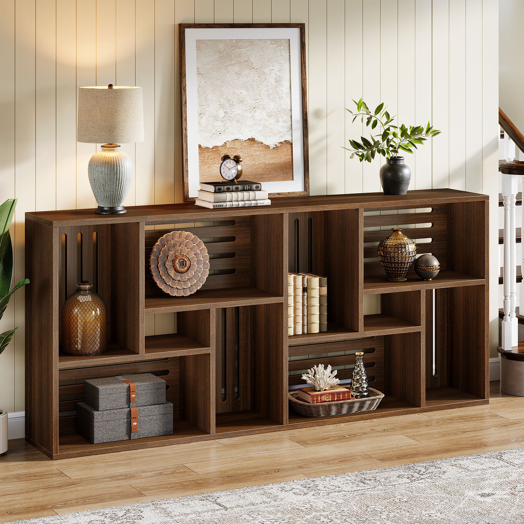 70.9" Long Sofa Table With Storage Shelves, Extra Long Console Table For Living Room