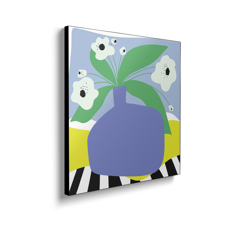 Reproduction d'art mural sur toile en métal, "White Flowers In Purple Vase" par Deidre Mosher