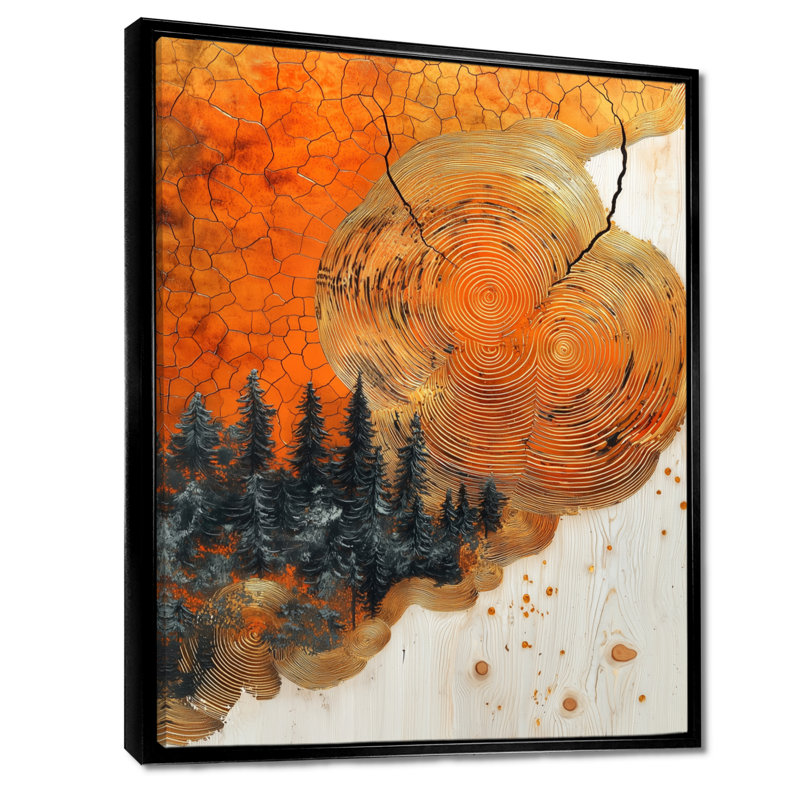 «Kemry Sunrise Tree In African Field Landscape IV», art mural forêt, H 40 po x l 30 po, Noir