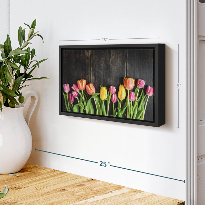 Tulips On Wood Canvas Print, 9" H x 13" W