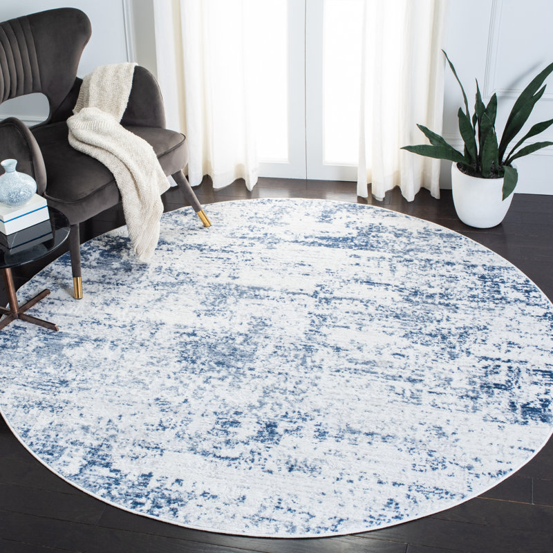 Tapis abstrait Grandview 700 Performance, Rond 5 pi 3 po, Navy/Ivory