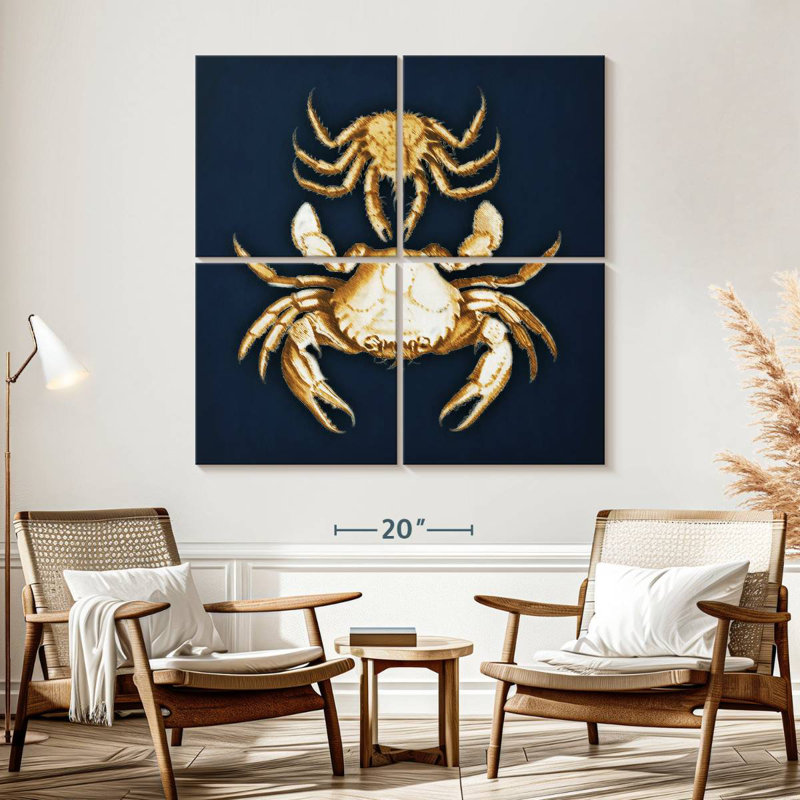 Crabes bruns bleu marine, H 57 po x l 57 po