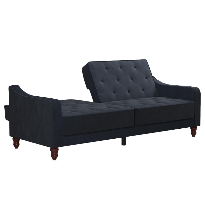 Small Double 207cm Velvet Futon Sofa, Blue