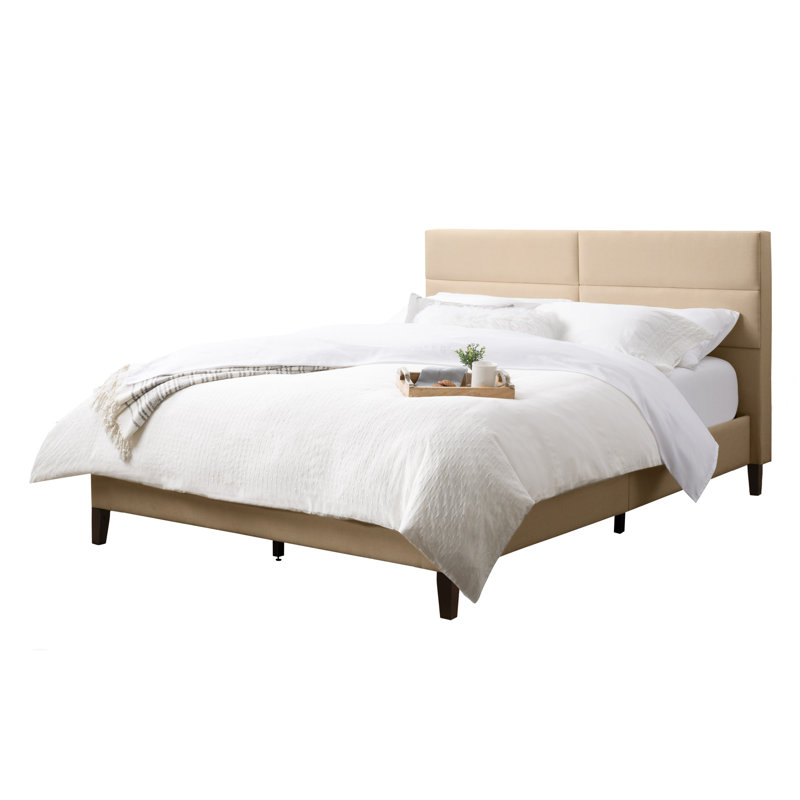 Upholstered Platform Bed, Queen, Cream