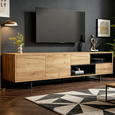 Unfinished TV Stand for TVs up to 70" with Fireplace Included