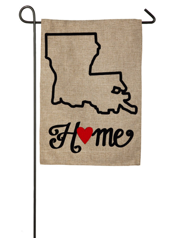 Drapeau de jardin en toile jute louisiana state of my cardiaque