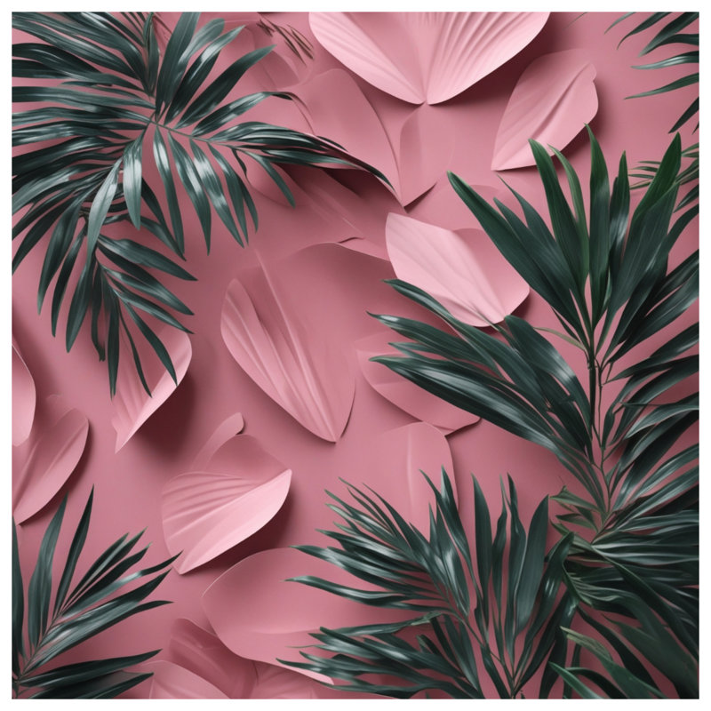 Pink Palm Leaves Comforter, King