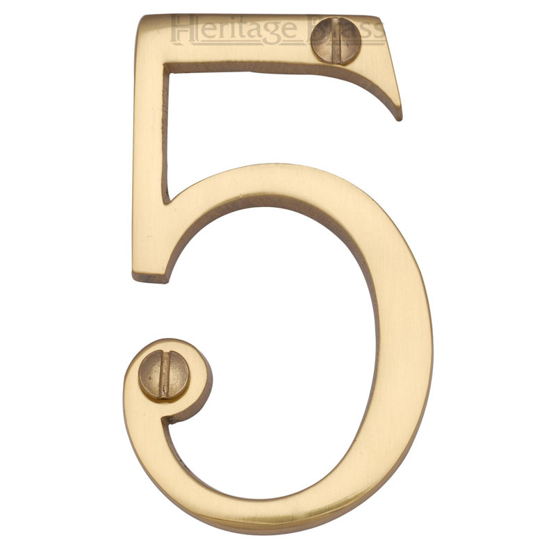 Heritage Brass Heritage Numeral Face Fix 76mm (3"), 5, Polished Brass