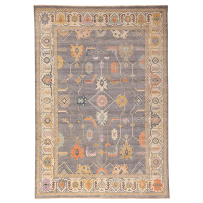 Modern Oushak Grey Rug 9'9" x 13'9"