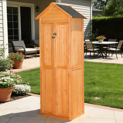 Garden Storage Solution - Remise en bois d'extérieur brun doré avec entrée verrouillable pour le pré. Revêtement résistant aux intempéries et durable. Assemblage rapide et facile, fonctionnant comme outil ou équipement de piscine