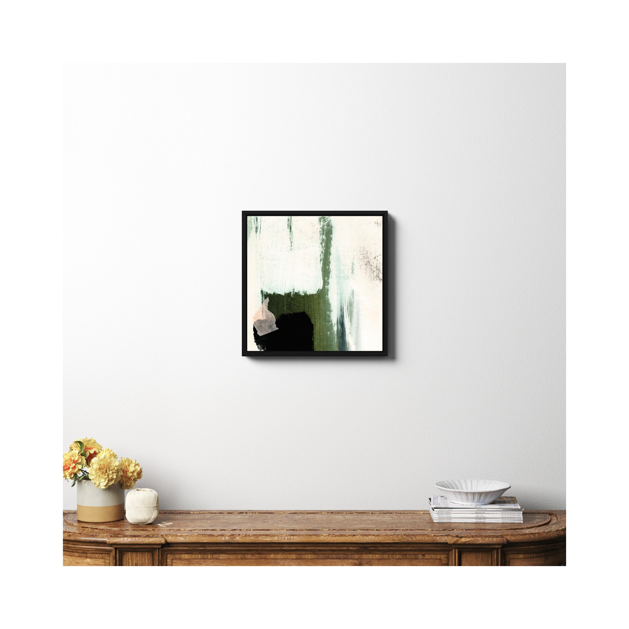 Abstract Minimal, Black Framed Canvas, No, 20" H x 20" W x 2" D