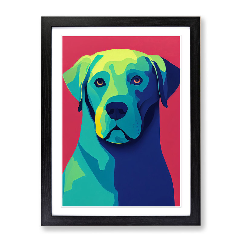 Labrador Retriever Abstract Vol.4 - Picture Frame Print, Black, 64cm H x 46cm W x 2cm D